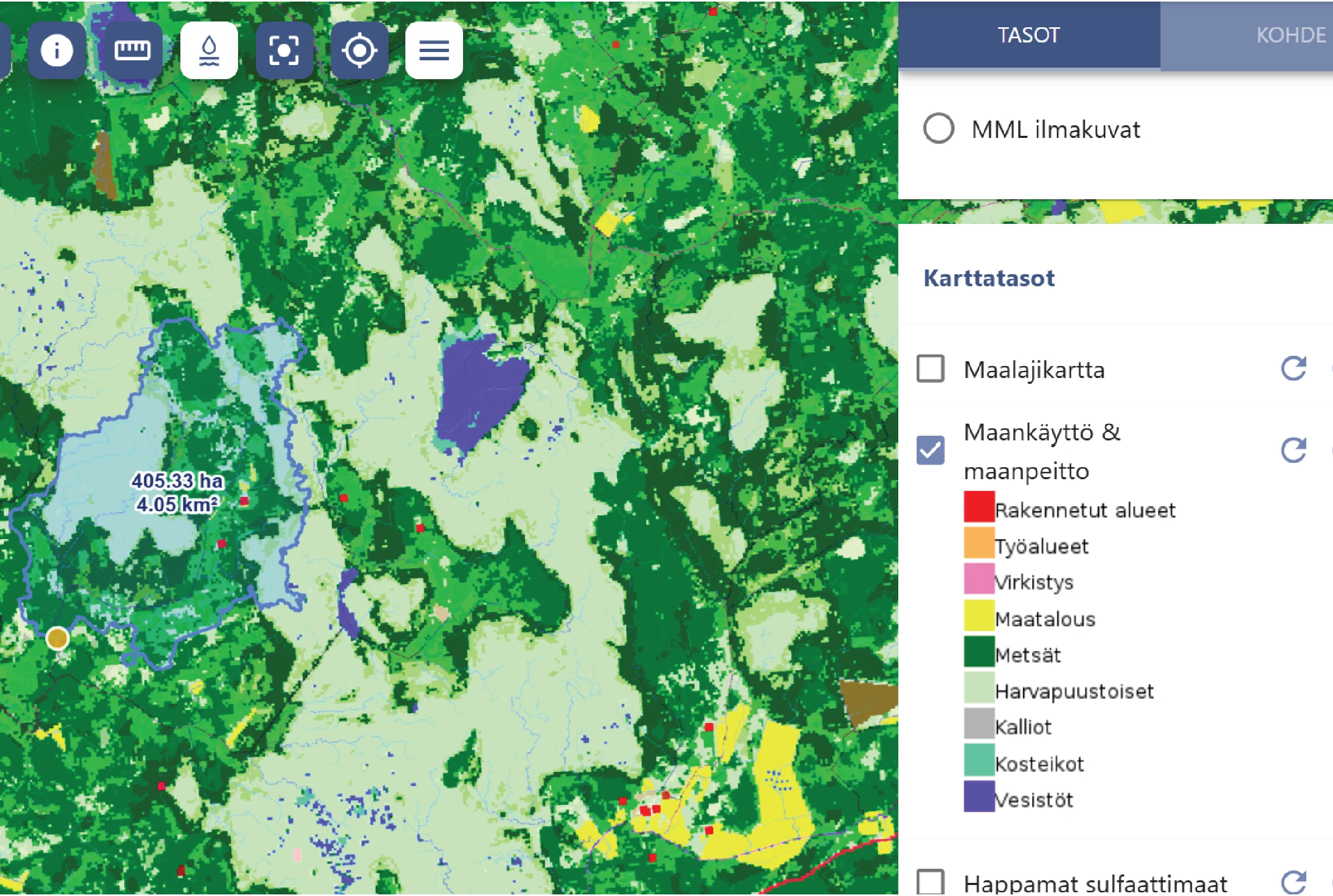 Land use and land cover map layer