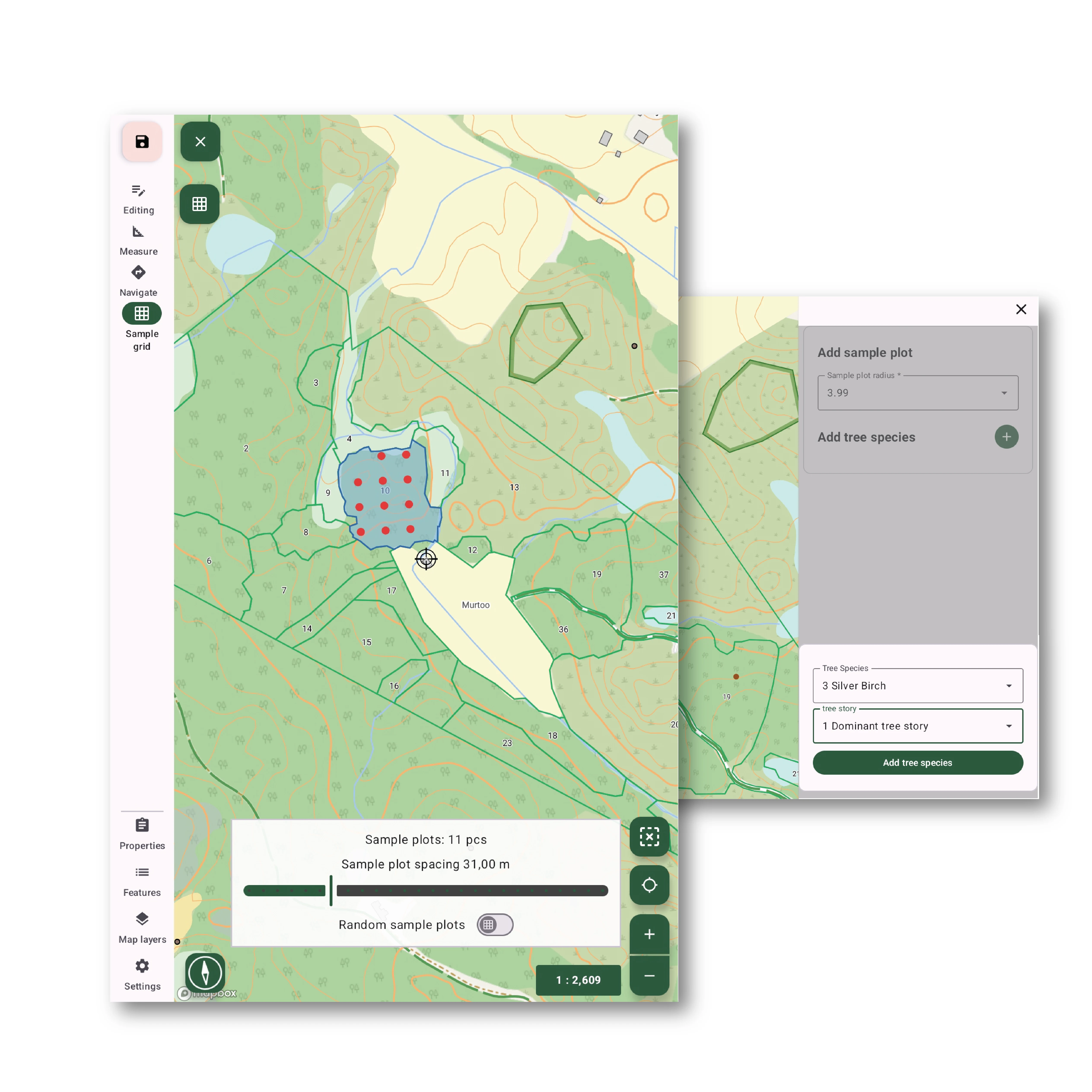 Application to record sample plots
