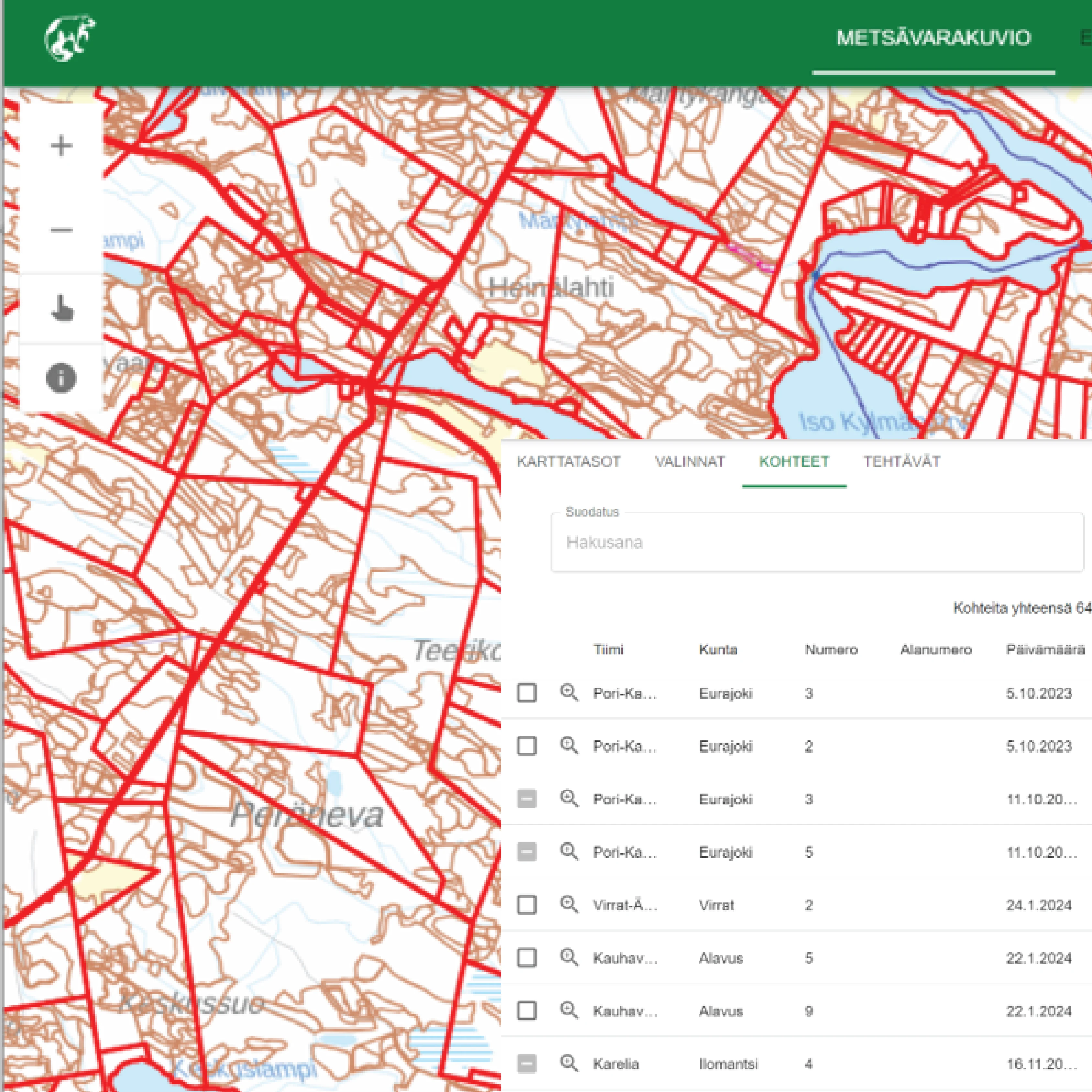 Web user interface of suomen metsäkeskus app