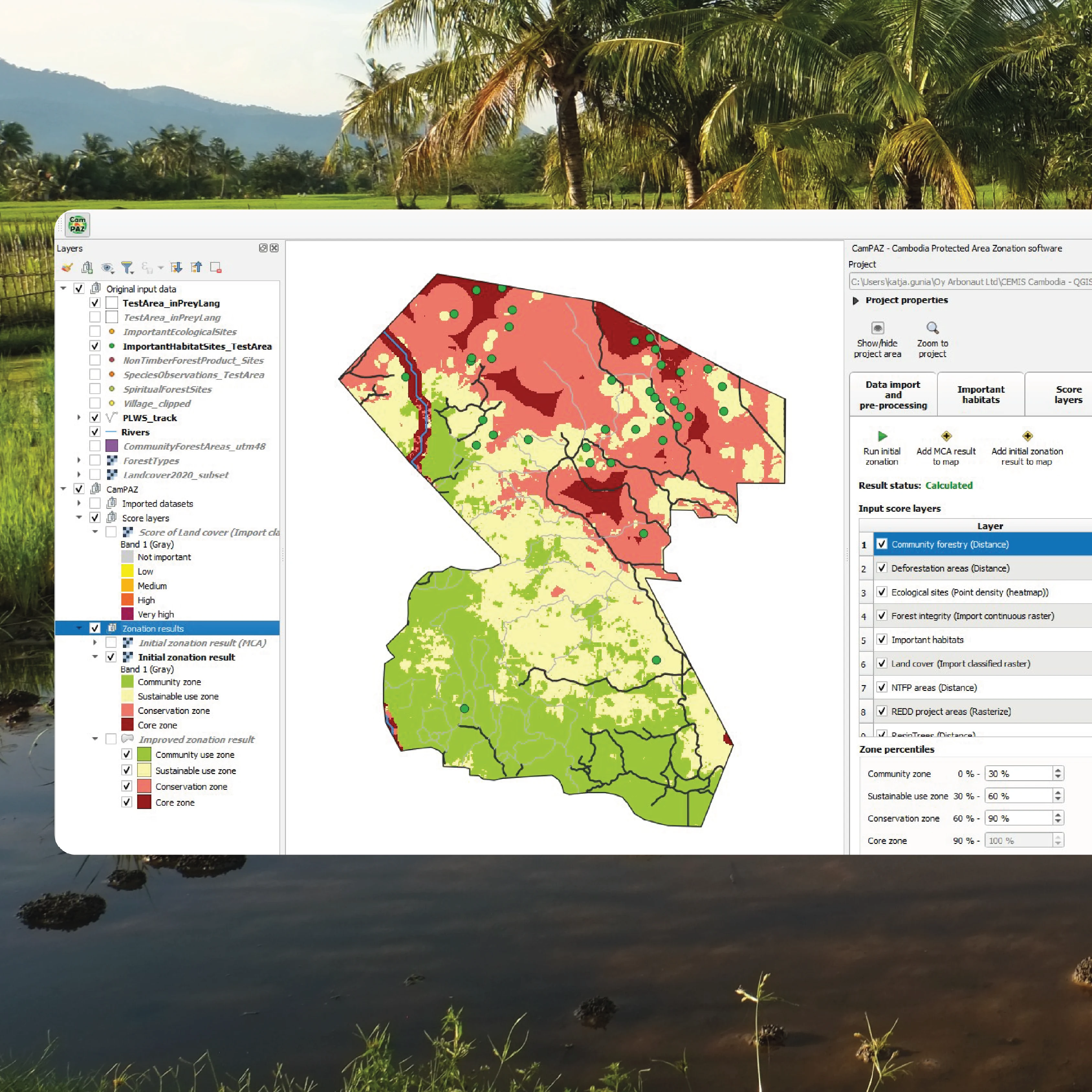 Software for protected land zoning
