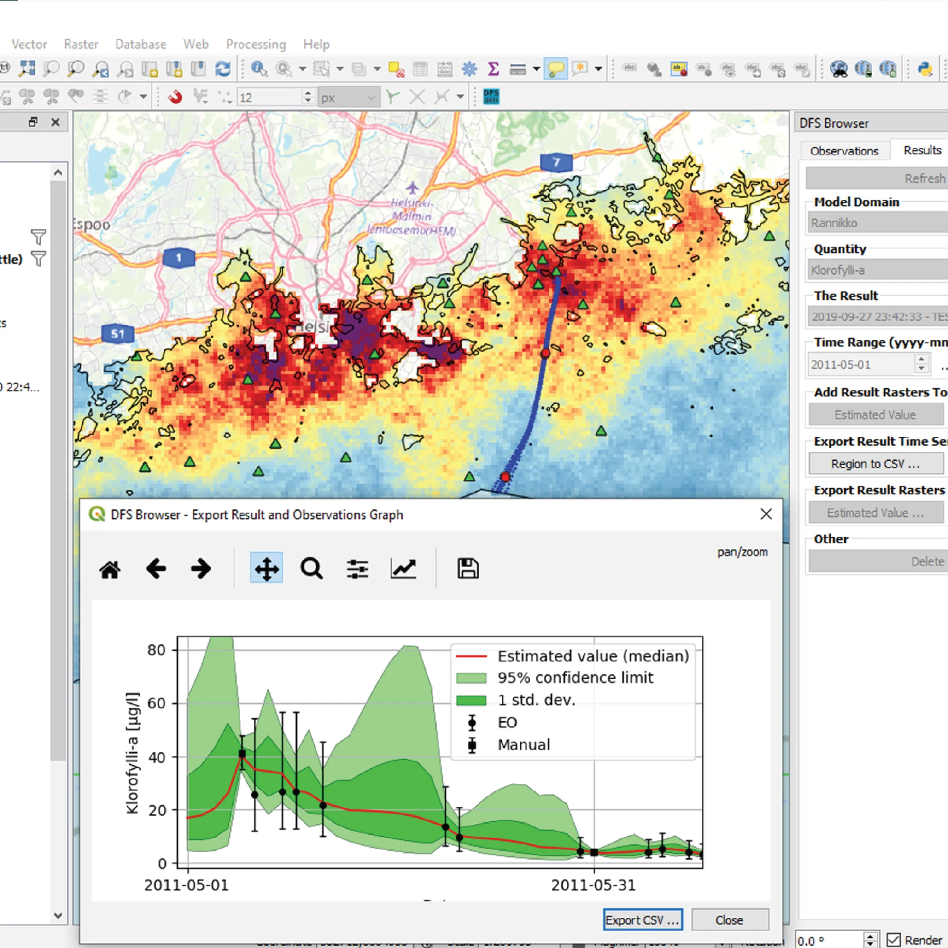Water quality monitoring in QGIS